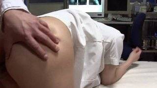 Asian nurse takes a brake as she fucks