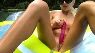 Blonde Teen Camgirl Devon Outdoor Pool Camshow